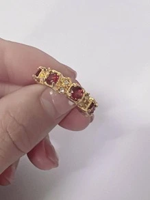 Nhẫn trang trí đá rhinestone - Vàng - Xem 3