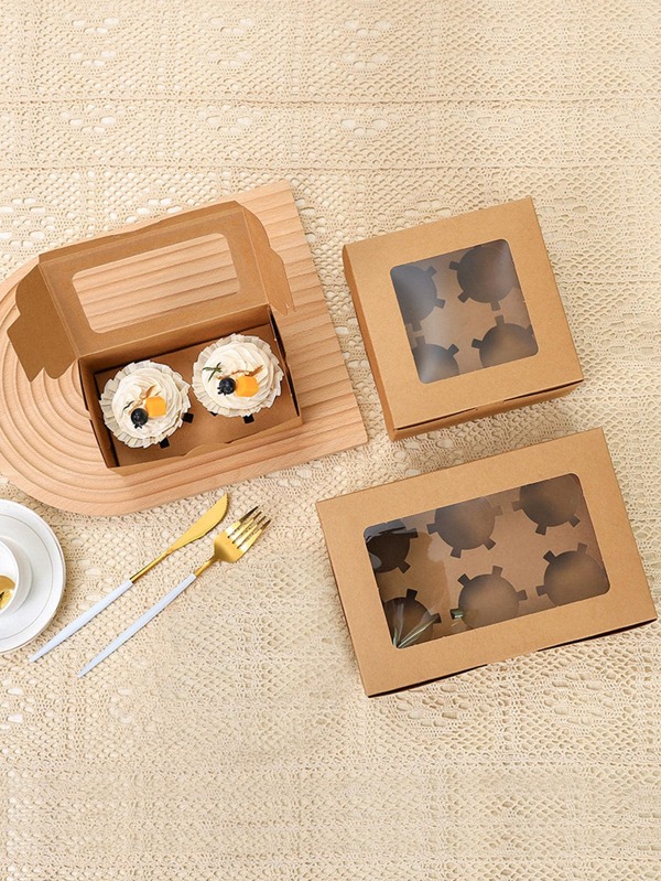4pcs Clear Cupcake Packaging Box SHEIN USA