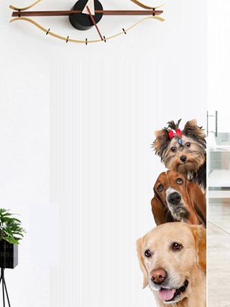 1入組PVC牆創意小狗樣式防水牆貼適用於客廳