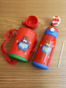 1 Đồ Họa Hoạt Hình Nắp Bình Nước, Dễ Thương Có Thể Điều Chỉnh Di Động Tumbler Tay Dành Cho Học Sinh - Đỏ - Xem 5