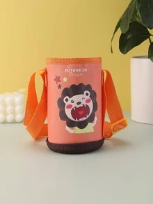 1個可愛的卡通印花杯套,保溫杯套,適合學生使用 - 橘色 - 查看 8