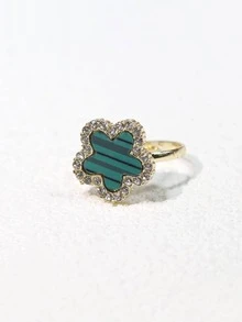 方晶鋯石裝飾圓環 - 綠色 - 查看 2