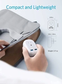 Anker European Travel, PowerExtend USB Plug International Power Adapter with 2 USB Ports and 1 Outlet, US to Most of Europe EU Spain Iceland Italy France Germany, Compact for Travel, Office - 白色 - 查看 5