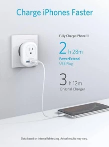 Anker European Travel, PowerExtend USB Plug International Power Adapter with 2 USB Ports and 1 Outlet, US to Most of Europe EU Spain Iceland Italy France Germany, Compact for Travel, Office - 白色 - 查看 4