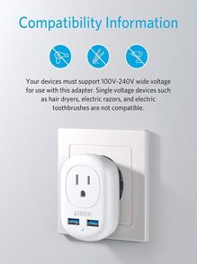 Anker European Travel, PowerExtend USB Plug International Power Adapter with 2 USB Ports and 1 Outlet, US to Most of Europe EU Spain Iceland Italy France Germany, Compact for Travel, Office - 白色 - 查看 7