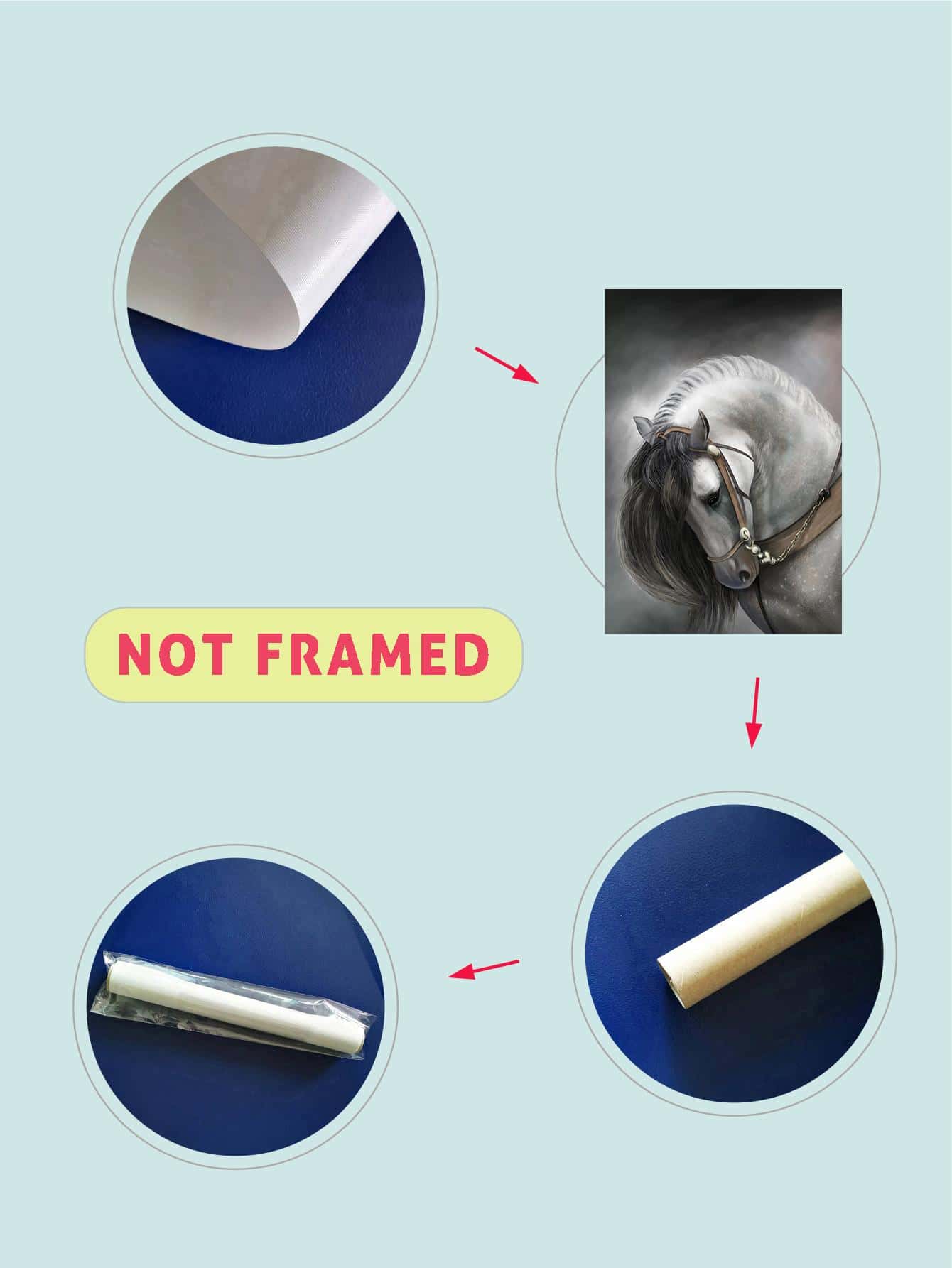 1pc Horse Pattern Unframed Painting, Creative Synthetic Fiber