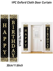 1件裝 黑金生日裝飾布簾 生日派對背景裝飾背景布 生日禮物派對小禮品 生日派對牆面背景裝飾 - 黑色 - 查看 4