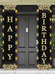 1件裝 黑金生日裝飾布簾 生日派對背景裝飾背景布 生日禮物派對小禮品 生日派對牆面背景裝飾 - 黑色 - 查看 2