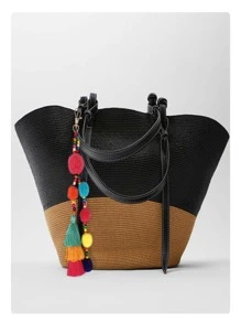 女士流苏和绒球饰物时尚钥匙扣，用于钥匙装饰圣诞节汽车配件包饰背包，用于学校可爱哥特式 Y2k 礼物创意包挂绳带身份证夹汽车配件包饰 - 彩色 - 查看 3