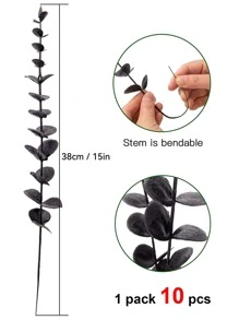 10 Cái/bộ Nhựa Lá Bạch Đàn Nhân Tạo, Lá Nhân Tạo Hiện Đại Nhánh Cho Đám Cưới, Trang Trí Nhà Cửa - màu đen - Xem 9