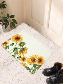 1入組向日葵圖案門現代滌綸防滑室內室外地毯適用於家庭 - 彩色 - 查看 4