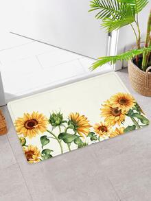 1入組向日葵圖案門現代滌綸防滑室內室外地毯適用於家庭 - 彩色 - 查看 2