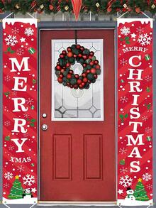 1 Cây Thông Noel & Khẩu Hiệu Đồ Họa Câu đối Trang Trí Polyester Hiện Đại Treo Cửa Biểu Ngữ Cho Trang Trí Nhà, Đảng - Đỏ - Xem 4