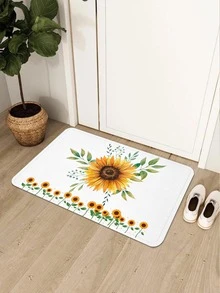 1pc Sunflower Pattern Door Mat, Modern Polyester Anti-slip Indoor Outdoor Rug For Home - Multicolor - View 1