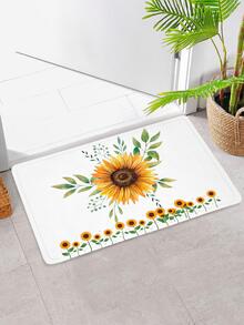 1pc Sunflower Pattern Door Mat, Modern Polyester Anti-slip Indoor Outdoor Rug For Home - Multicolor - View 2