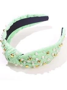 1入組女性珍珠和鉚釘裝飾時尚髮箍適用於頭髮裝飾用品 - 彩色 - 查看 1