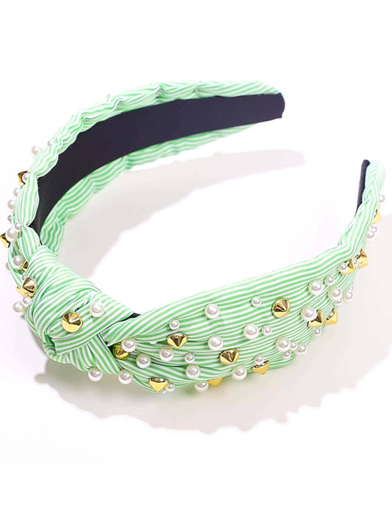 1入組女性珍珠和鉚釘裝飾時尚髮箍適用於頭髮裝飾用品 - 彩色 - 查看 1