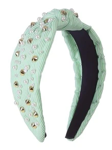 1入組女性珍珠和鉚釘裝飾時尚髮箍適用於頭髮裝飾用品 - 彩色 - 查看 2