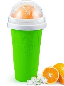 1pc Portable Silicone Frozen Magic Squeeze Cup, Modern Color Block Mini Frozen Smoothie Maker Cup For Summer - Green - View 7