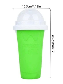 1pc Portable Silicone Frozen Magic Squeeze Cup, Modern Color Block Mini Frozen Smoothie Maker Cup For Summer - Green - View 2
