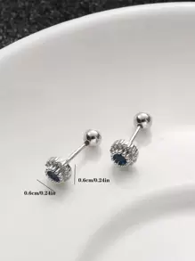 Rhinestone Decor Stud Earring - Silver - View 2