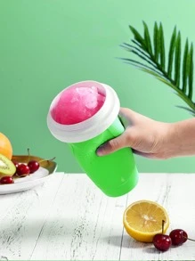 1pc Portable Silicone Frozen Magic Squeeze Cup, Modern Color Block Mini Frozen Smoothie Maker Cup For Summer - Green - View 4