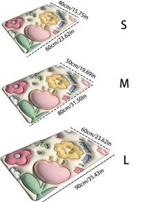 1入組3D卡通花朵圖案防滑沐浴可愛矽藻土浴室毯適用於浴室 - 彩色 - 查看 2