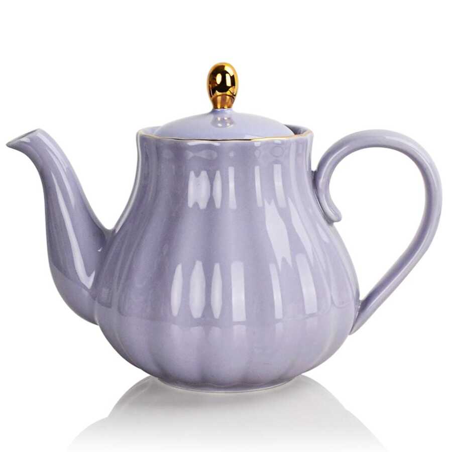 Sweejar Royal Teapot, Ceramic Tea Pot With Removable Stainless Steel Infuser, Blooming & Loose Leaf Teapot - 28 Ounce - Purple - View 1