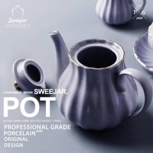 Sweejar Royal Teapot, Ceramic Tea Pot With Removable Stainless Steel Infuser, Blooming & Loose Leaf Teapot - 28 Ounce - Purple - View 3