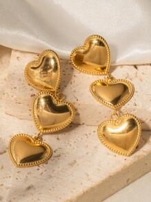 Uworld 1 cặp bông tai hình trái tim bằng thép không gỉ mạ vàng 18k thời trang cá nhân hóa chống nước cho phụ nữ, quà tặng ngày lễ tình nhân Valentine, Mẹ, Mẹ, Ngày của Mẹ, Quà tặng - Vàng - Xem 7