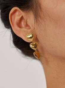 Uworld 1 cặp bông tai hình trái tim bằng thép không gỉ mạ vàng 18k thời trang cá nhân hóa chống nước cho phụ nữ, quà tặng ngày lễ tình nhân Valentine, Mẹ, Mẹ, Ngày của Mẹ, Quà tặng - Vàng - Xem 4