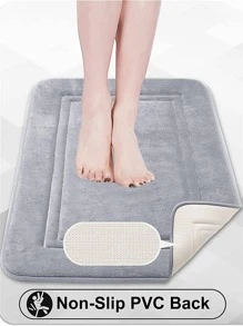 1 pièce Tapis de bain pelucheux et unicolore, tapis de bain en polyester minimaliste antidérapant pour la décoration de la salle de bain à la maison, tapis de sol, tapis d'extérieur, tapis de porte, accessoires de salle de bain d'été, retour à l'école