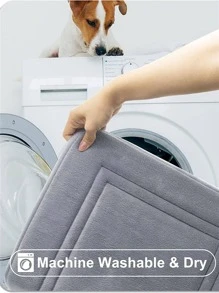 1 pièce Tapis de bain pelucheux et unicolore, tapis de bain en polyester minimaliste antidérapant pour la décoration de la salle de bain à la maison, tapis de sol, tapis d'extérieur, tapis de porte, accessoires de salle de bain d'été, retour à l'école