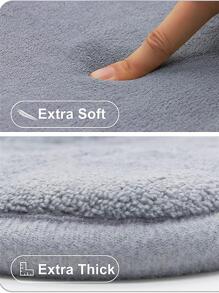 1 pièce Tapis de bain pelucheux et unicolore, tapis de bain en polyester minimaliste antidérapant pour la décoration de la salle de bain à la maison, tapis de sol, tapis d'extérieur, tapis de porte, accessoires de salle de bain d'été, retour à l'école