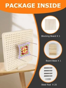 Tablero De Ganchillo De Madera De Esquina Redondeada, 9,2 Pulgadas, 1 Pieza, Para Ganchillo Granny Square - Albaricoque - Ver 3