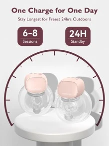 MOMCOZY S9 Pro Wearable Breast Pump, 24mm Hands Free Electric Breast Pump - 粉色 2 件裝 - 查看 3