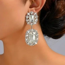 1 對派對閃亮透明水晶花朵形狀復古奢華耳環,非常適合女士度假風格禮物