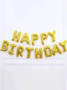 1pc/13pcs Gold Color Letter "Happy Birthday" Decorative Balloons Set, Back To School Valentine Day - Gold - View 4