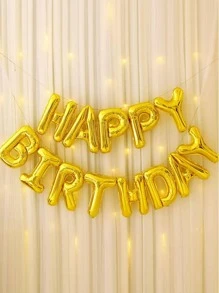 1pc/13pcs Gold Color Letter "Happy Birthday" Decorative Balloons Set, Back To School Valentine Day - Gold - View 3