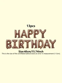 13 件套 PE 气球，现代字母设计装饰气球，适合生日派对、圣诞节 - 咖啡棕 - 查看 4