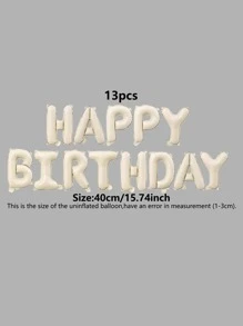 13pcs/Set PE Balloon, Modern Letter Design Decorative Balloon For Birthday Party, - Beige - View 4