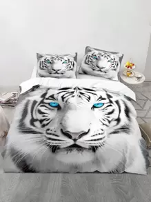 3入組/套老虎樣式被套套裝不附帶1被套和2織物床上用品適用於家庭