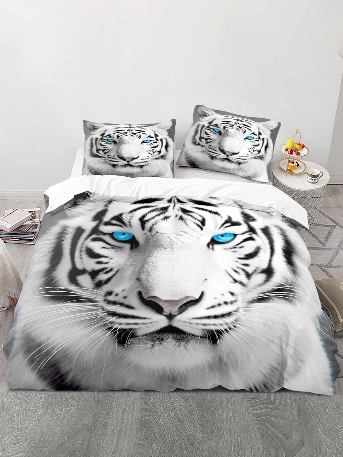 3入組/套老虎樣式被套套裝不附帶1被套和2織物床上用品適用於家庭