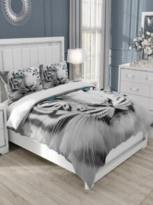 3入組/套老虎樣式被套套裝不附帶1被套和2織物床上用品適用於家庭