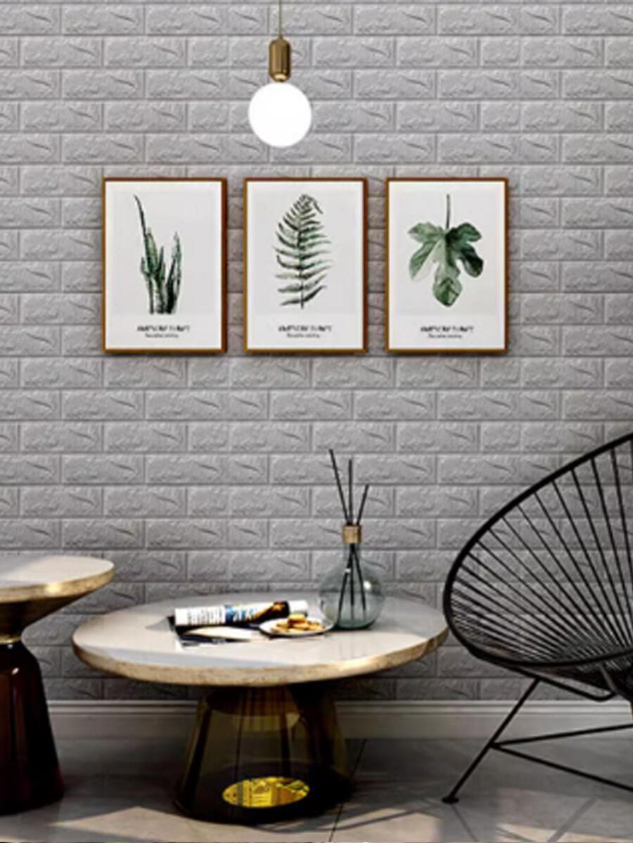 1入組PE牆現代磚塊圖案自粘 3D 牆布適用於家庭 - 灰色 - 查看 1