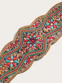 1 Phụ Nữ Đính Hạt Ngọc Lam Trang Trí Hình Hoa Thắt Lưng Cổ Điển Cho Lễ Hội - Nhiều màu - Xem 3