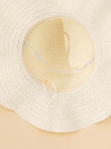 1pc Women Flower Bow Decor Boho Straw Hat For Holiday