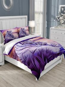 3pcs/set Tiger Pattern Duvet Cover Set Without Filler, 1 Duvet Cover & 2 Pillowcase, Fabric Bedding Set For Home - Multicolor - View 2