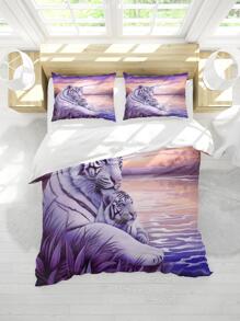 3pcs/set Tiger Pattern Duvet Cover Set Without Filler, 1 Duvet Cover & 2 Pillowcase, Fabric Bedding Set For Home - Multicolor - View 3