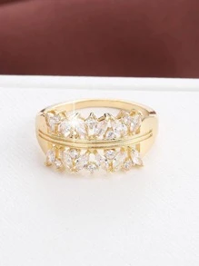 方晶鋯石裝飾圓環 - 金色 - 查看 2